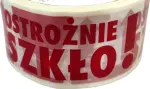 Taśma pakowa z napisem "Ostrożnie szkło"