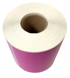 Etykiety foliowe PP kolor MAGENTA 100x100 mm 500 szt. klej kauczukowy 